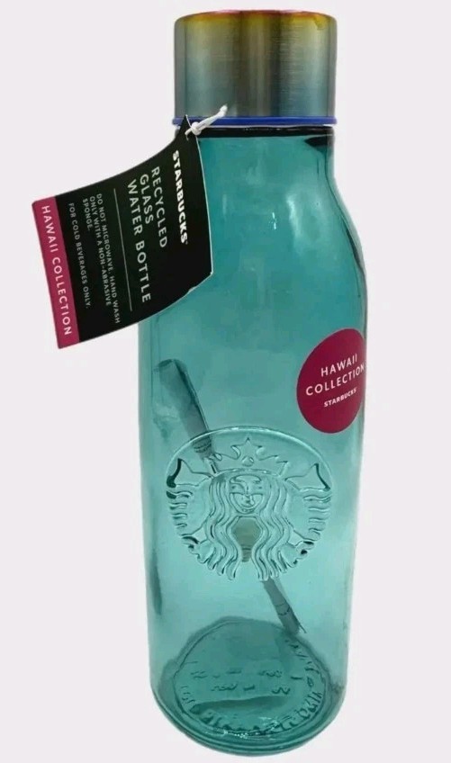 Starbucks HAWAII COLLECTION Recycled Glass Water Bottle *COLD DRINK ONLY*  20oz