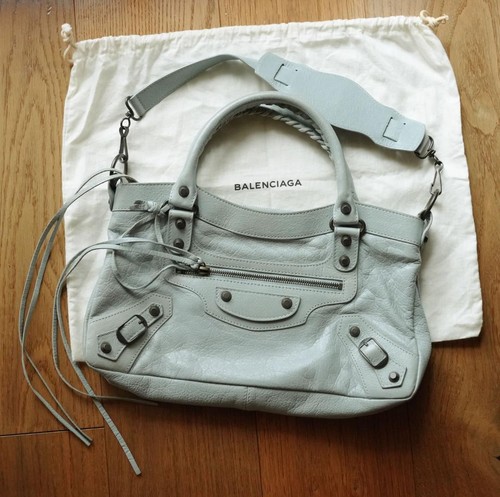 Balenciaga Tote Top Handle Bag The First 2WAY Smoky Blue Leather Shoulder Strap