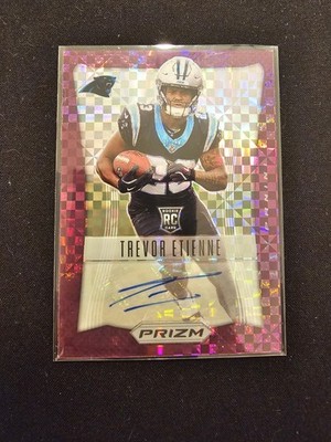 2025 Prizm Football Trevor Etienne RSI-TEE Purple Power /49 Rookie Auto