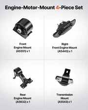 Engine Motor and Transmission Mount Kit Replacement, Set of 4, Fits 2011–2019 Do