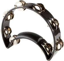 Rhythmtech RT1010 Tambourine, Nickel Jingles, Black