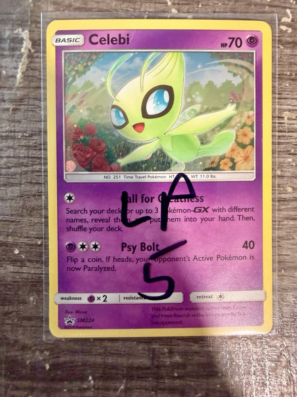 Celebi Pokémon 2019 Sun & Moon Black Star Promo SM224 Cosmos Holo LP5