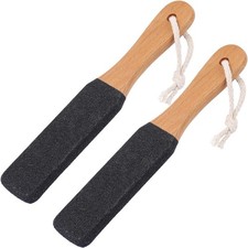 2 Pieces Foot File Callus Remover Heel Grater Wooden Handle Scrubber...