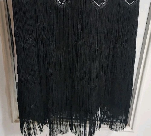 Babeyond Black Sequin Flapper Dress Fringe Beaded Bodycon Cocktail Party Size Sm - Picture 4 of 8