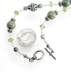 925 Beaded Jade Necklace w Oval Cabochon Pendant, Toggle Clasp, 29 g 17.5 in — photo 5