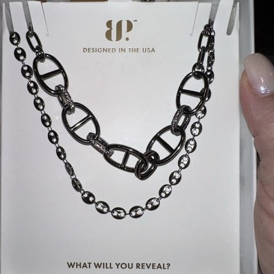 Dreaming Of You Main Stone Cubic Zirconia Hematite Plating Layered Neck Necklace