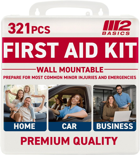 M2 BASICS Premium 321 Piece First Aid Kit - First Aid Kit for Home, Car ...