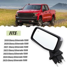 Left Driver Side Mirror Compatible With 2019-2025 Chevy Silverado 1500 With Powe