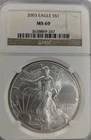 1 oz SILVER EAGLE 2003 AMERICAN EAGLE NGC MS69  BROWN LABEL 🦅