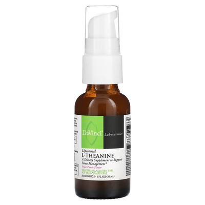 2 X DaVinci Laboratories of Vermont, Liposomal L-Theanine, Fruit Punch, 1 fl oz
