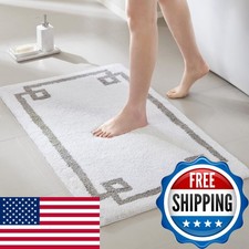 Madison Park Evan 100 Cotton Bathroom Rug Non Slip Backing 24x40 White