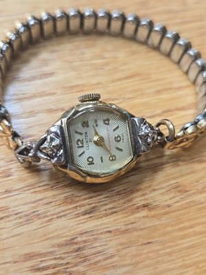 Clinton Women's 21j 10kRGP Diamond Bezel Swiss Watch Runs | eBay