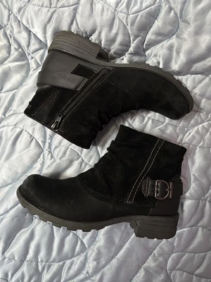 Earth Origins Paige Suede Leather Ankle Boots Womens 9 Black - Image 1 of 4