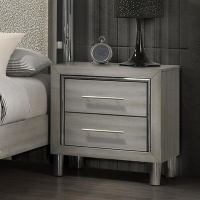 Lennox Modern 2-Drawer Nightstand in Gray - Stylish Wood Furniture