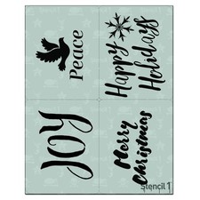 4 PCS Holiday Greetings Reusable Winter Christmas Stencil For DIY Craft