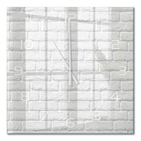 Wanduhr Aus Glas Mit Dekorativem Motiv Backsteinwand WeißE Zeiger 60X60 Cm