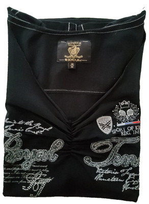 SOCCX Black Superior Damen Shirt Schwarz Silber Größe 38