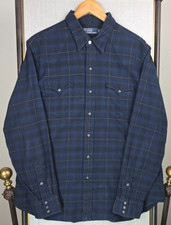 POLO RALPH LAUREN VTG Mens Flannel Western Pearl Snap Shirt Size XL Plaid Cowboy