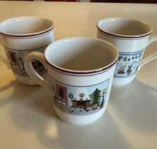 3 VILLEROY & BOCH NAIF MUGS Luxembourg Christmas Winter Designs Coffee Tea Cocoa