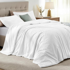 Fluffy Full Comforter Set 3 Pieces - Soft Fuzzy White Faux Fur Comforters Full