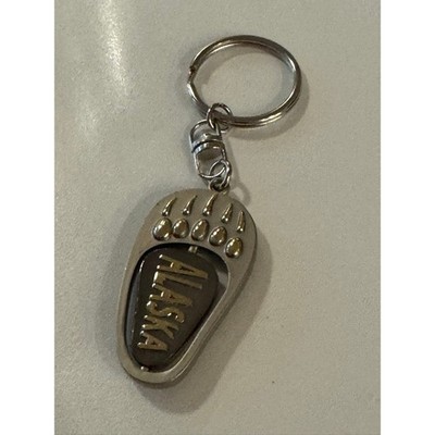 Alaska Bear Paw Keychain Souvenir Metal Spinner