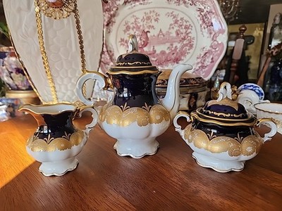 Hutschenreuther 磁器ひよこ 0248006 Porcelain Child Coffee Pot Set Hutschenreuther Cobalt Blue Gold