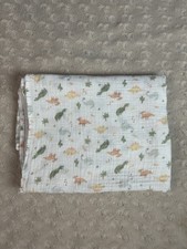 Kyle  Deena Dinosaur Baby Swaddle Blanket Muslin Green White Yellow Cactus
