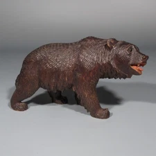 Vintage Swiss Bear, Black Forest Style, Hand Carved Wood