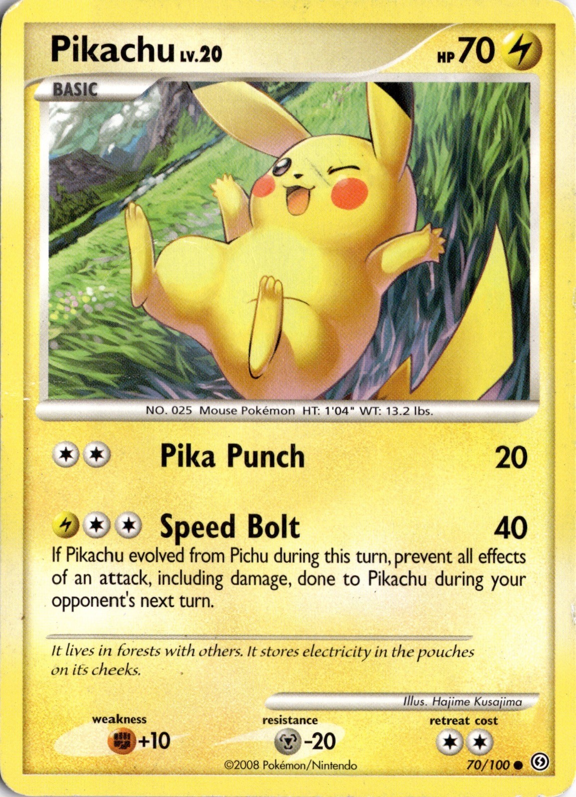 Pikachu 70/100 Common Stormfront Pokemon Damaged