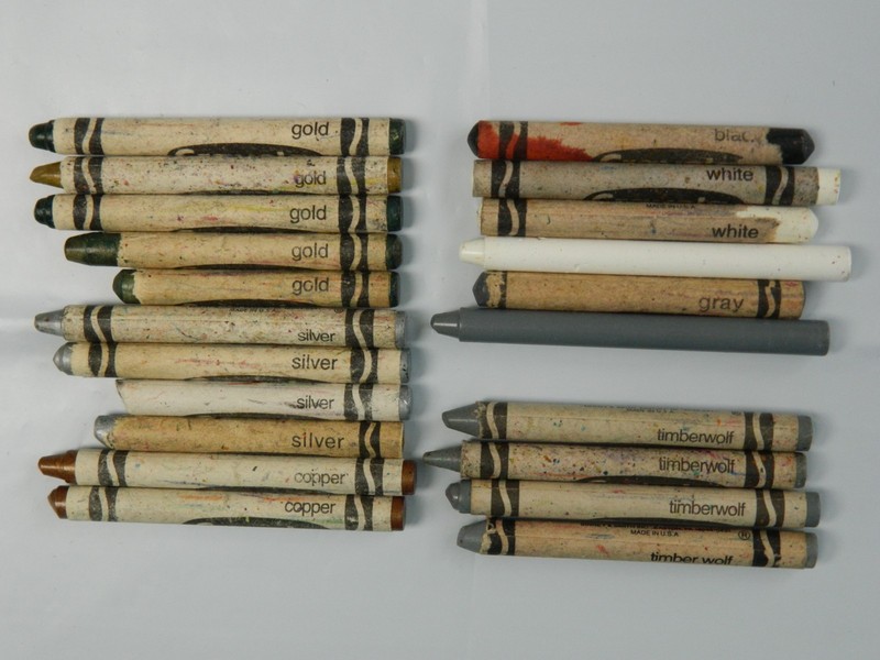 Vntg Crayola Metallic Crayons Binney&Smith Gold Silver Copper Timberwolf Lot 21