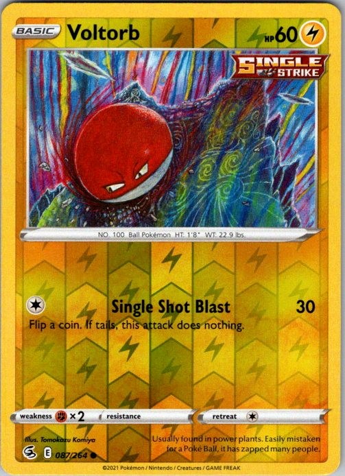 Voltorb 087/264 Common Fusion Strike Pokemon Reverse Holo Near Mint