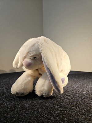 Little Miracles Bunny Rabbit Pillow Snuggle Me Pet Cream White Purple Plush 18''