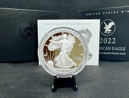 2022-S Proof American Silver Eagle with OGP & COA! 1 Oz .999 Silver