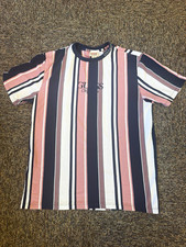 GUESS Originals Men's Striped Logo Crew Neck Short Sleeve Cotton Knit Tee M
