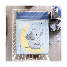 Baby Elephant Bedding Crib Nursery Set Boy Blue Moon for Baby Shower Material...