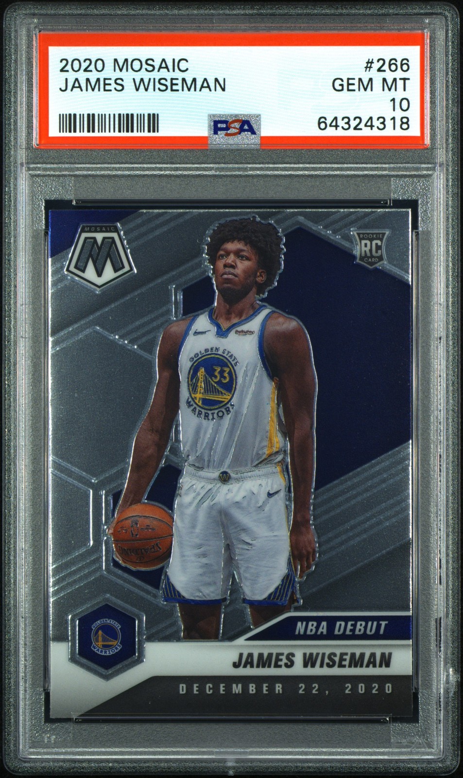 2020-21 Panini Mosaic #266 James Wiseman RC Rookie PSA 10