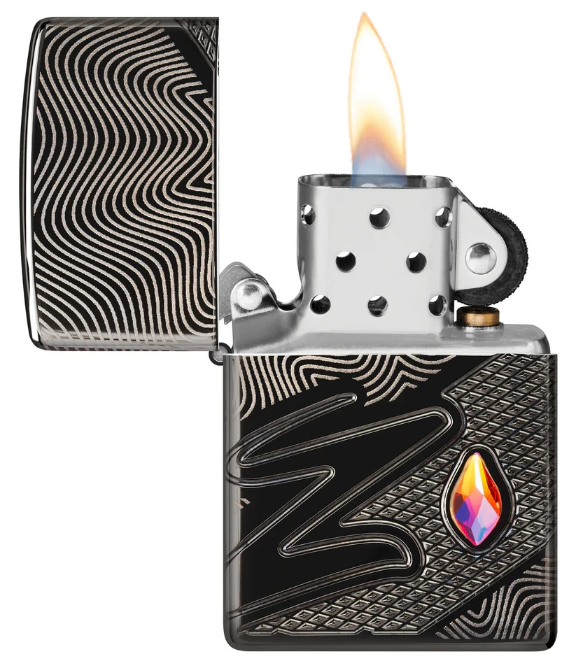 Zippo Z Crystal Design Armor® Texture High Polish Black MultiCut