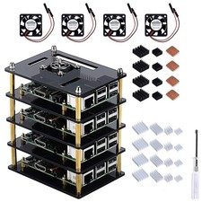 GeeekPi Cluster Case with Cooling Fan and Heatsinks for Raspberry Pi 4 4 Layers