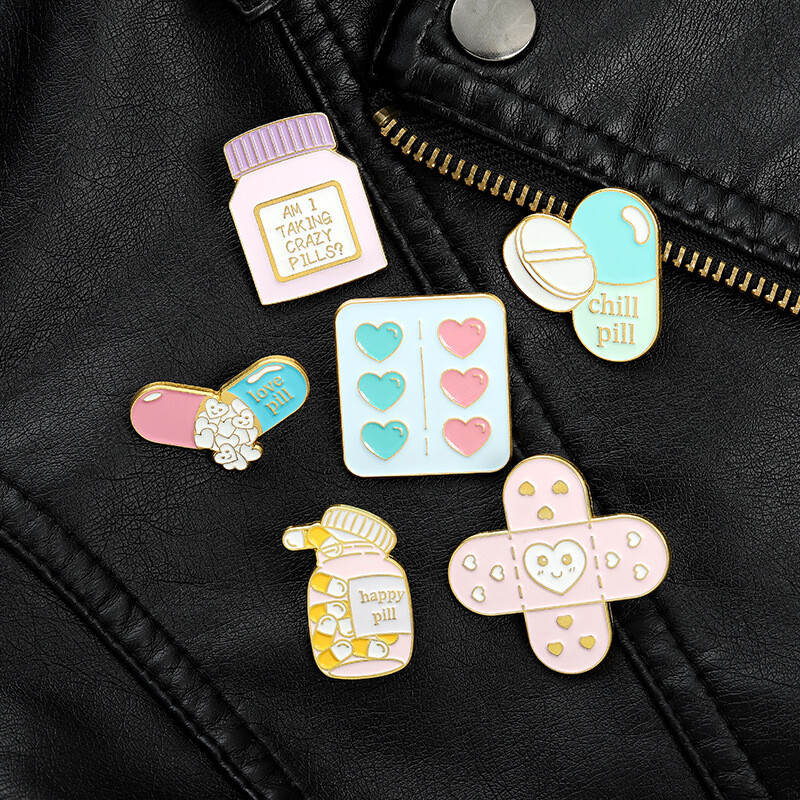 Cute Cartoon Pill Capsule Band-Aid Pin Badge Lapel Jacket Backpack Brooches  Gift | eBay