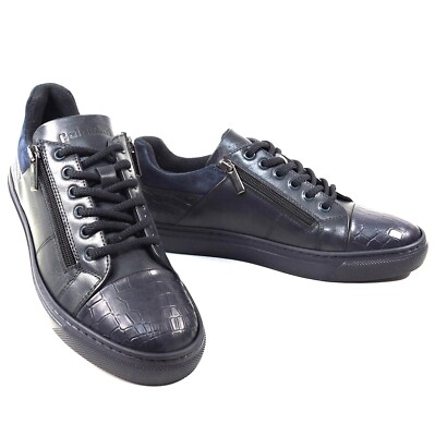 BALDININI   MAN'S BLUE SOFT LEATHER COMFORT FASHION SNEAKERS