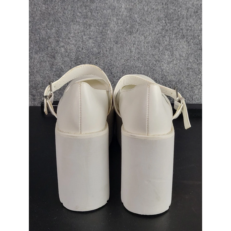 Sapatos femininos N.Y. L.A LA plataforma Mary Janes branco salto robusto fivela tamanho 7 Y2K - Imagem 3 de 4