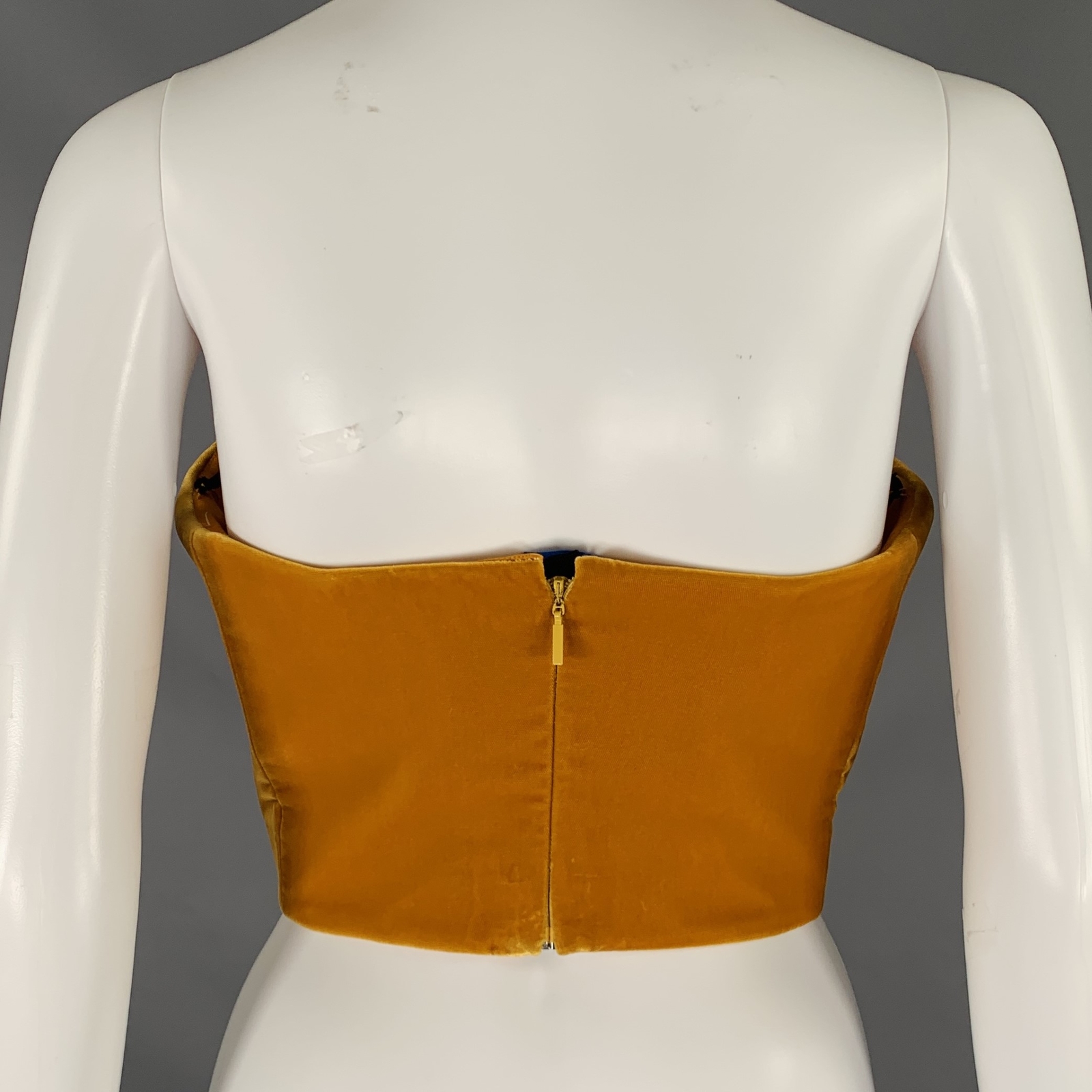 SAINT LAURENT 2021 Taglia 6 Top In Viscosa Arancione Con Mix Di Tessuti