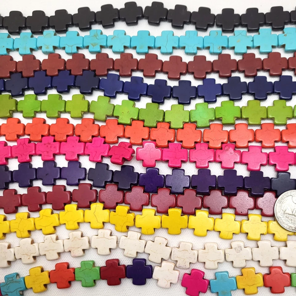 Cuentas Cruzadas Cuadradas Howlite Turquesa 8mm - 45mm Amarillo Negro Blanco Rosa Azul 15" Foto 3 de 3