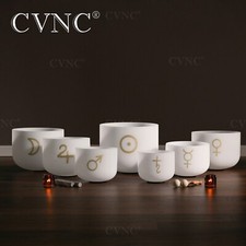 CVNC432Hz 6-12" Alchemical Symbol Set Crystal Singing Bowl W/ Bags Sound Reiki