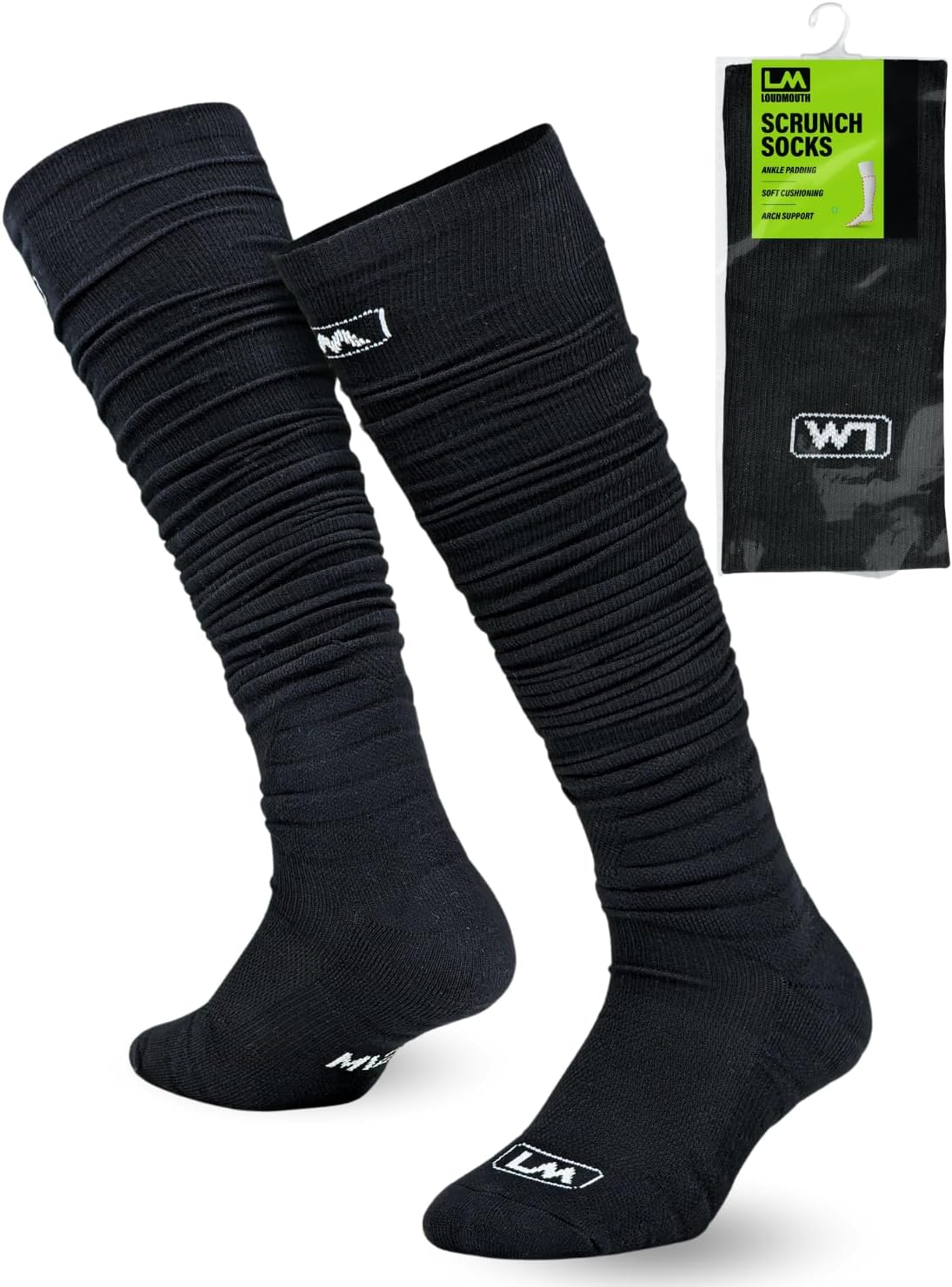 Loudmouth Extra Long Padded Football Scrunch Socks for Comfort & Support