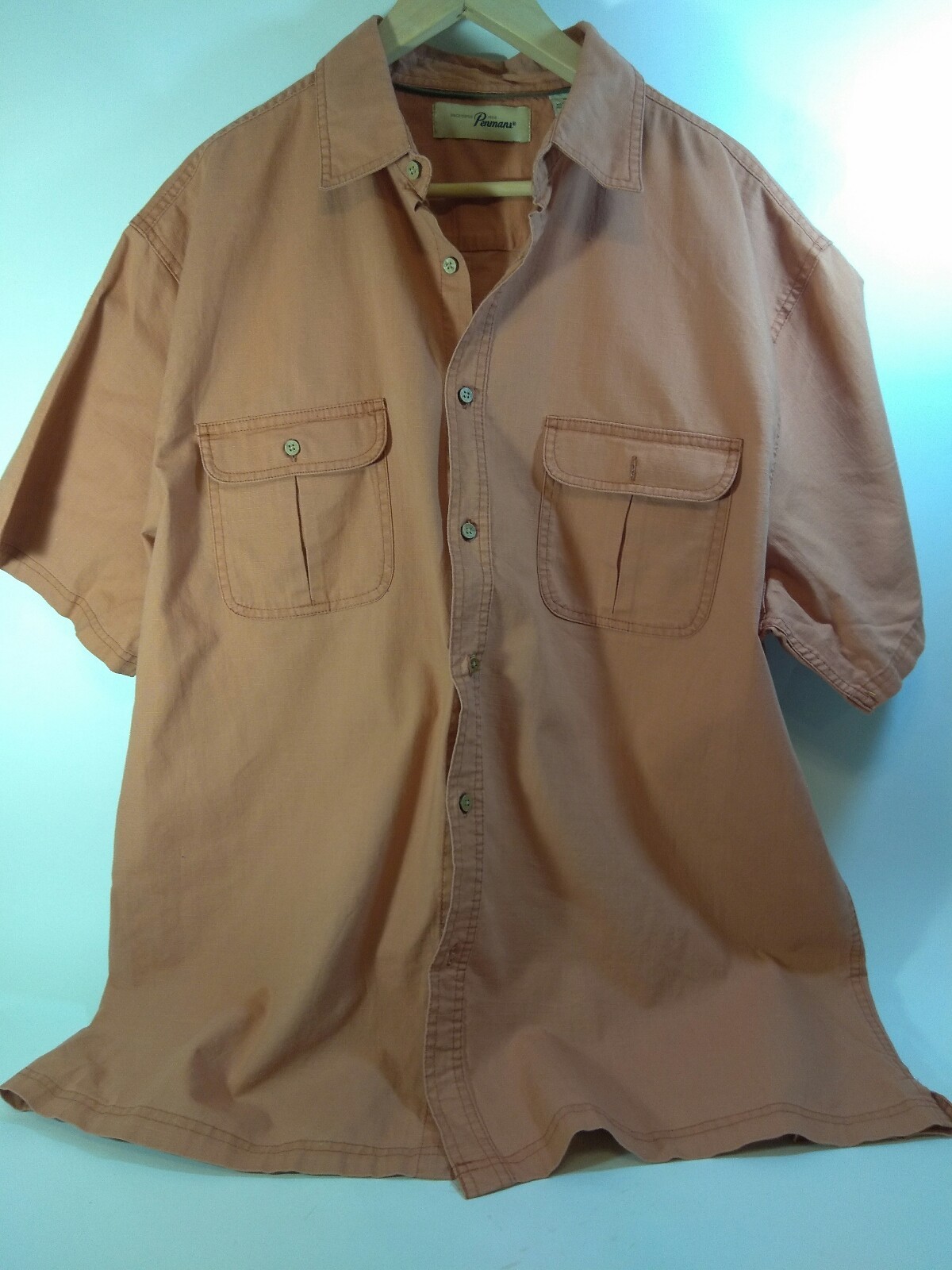 VTG Penmans Burnt Orange XL Short Sleeve Shirt - Heavy Canvas Fabric Canada Made
