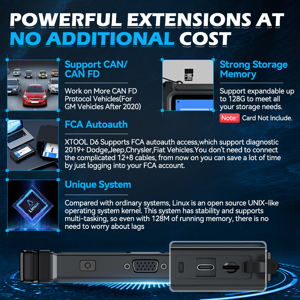 XTOOL D6 OBD2 Scanner Auto Full System Diagnostic Tool 15+ Resets Free Update