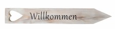 Gartenstecker Willkommen H47cm Holz Schild Garten Gartendeko Herz Dekoration