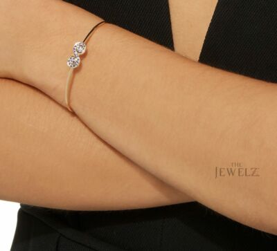 14K Gold 0.25 CT Blue Sapphire Infinity Cuff Bangle Bracelet- The Jewelz