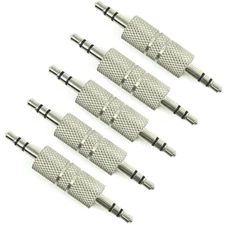 5pcs 3.5mm Stereo Male to Male Audio Gender Changer Adapter